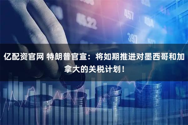 亿配资官网 特朗普官宣：将如期推进对墨西哥和加拿大的关税计划！